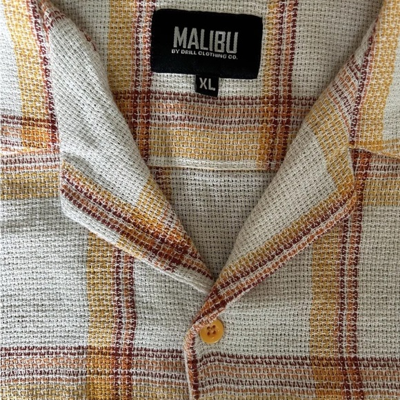 Malibu By Drill Cotton Blend Hawaiian Shirt Men's Size XL Plaid Check Breathable - Picture 4 of 13